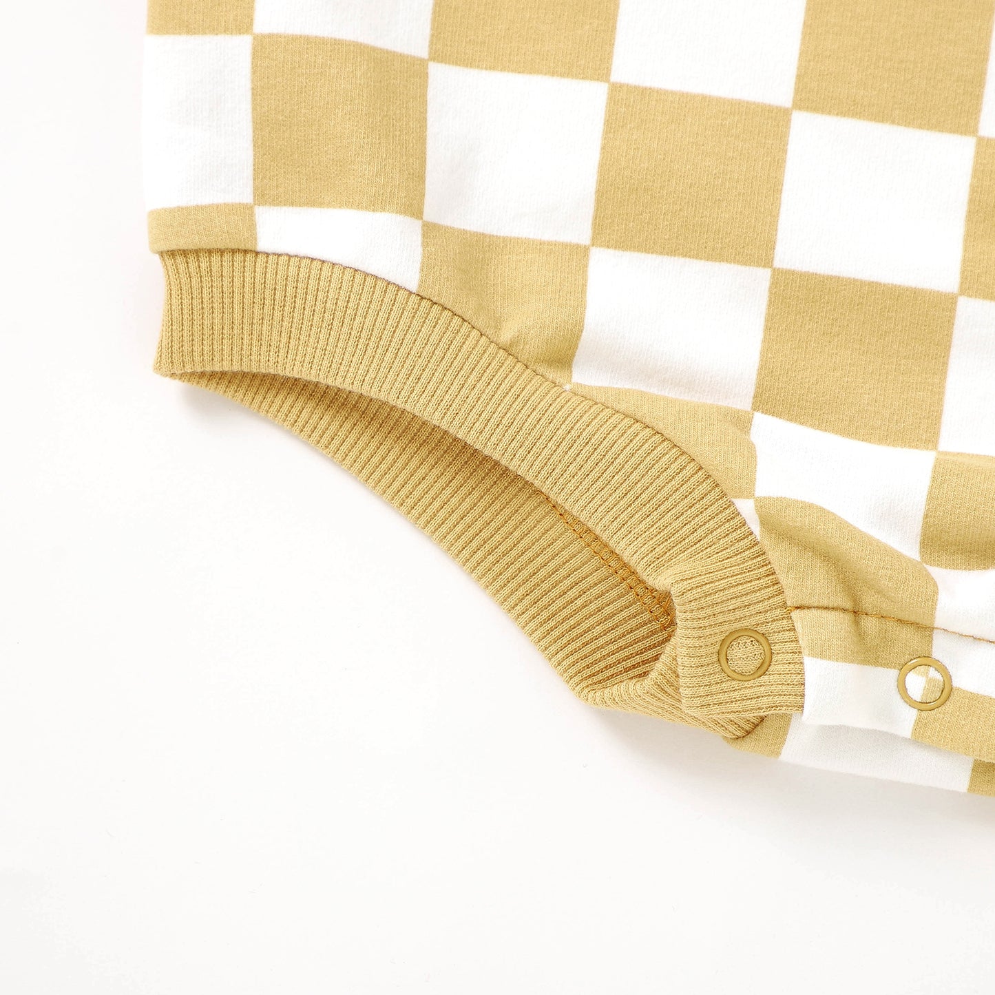 Checkered Sweatshirt Romper - Goldenrod