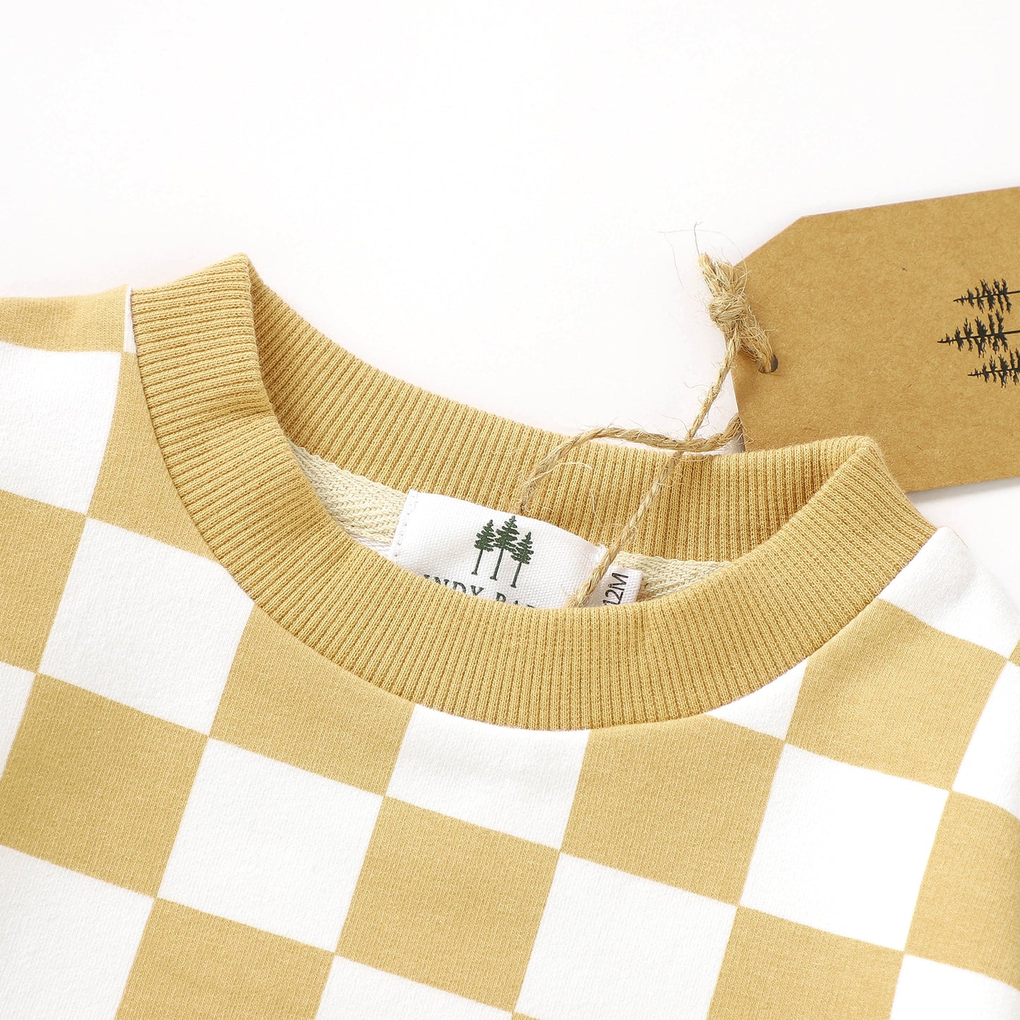 Checkered Sweatshirt Romper - Goldenrod