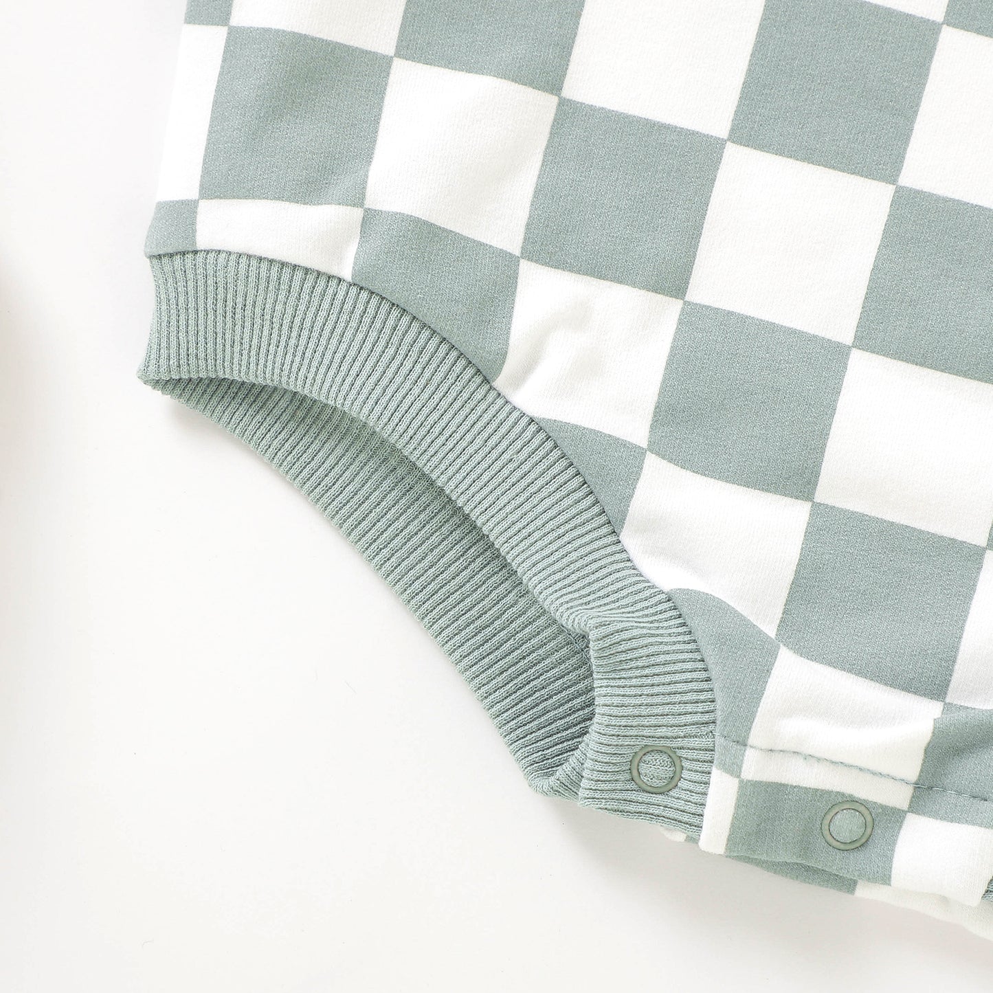Checkered Sweatshirt Romper - Shark