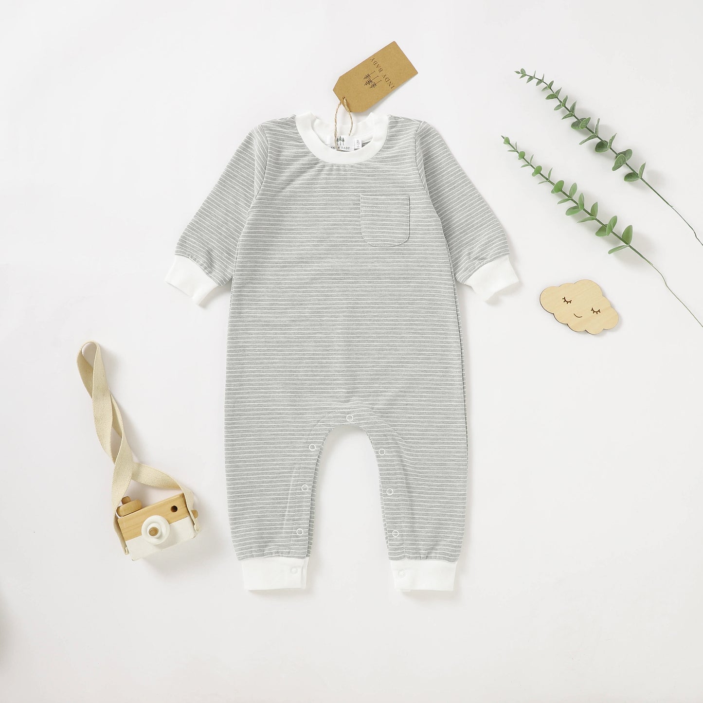 Striped Romper - Smoke
