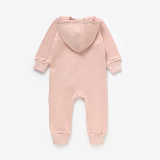 Zip Up Hoodie Romper - Petal