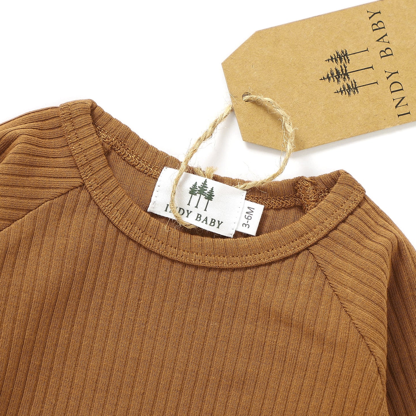 Long Sleeve Ribbed Set - Rust