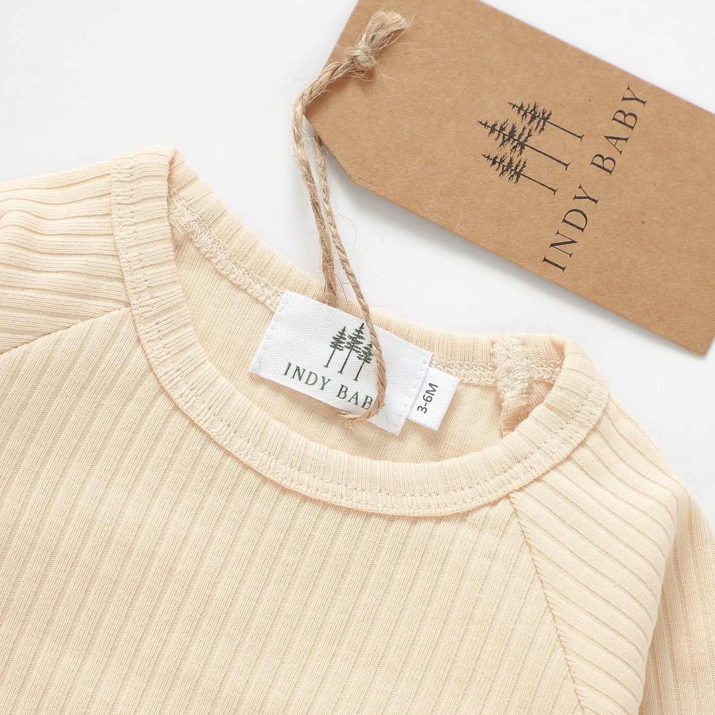 Long Sleeve Ribbed Set - Cream