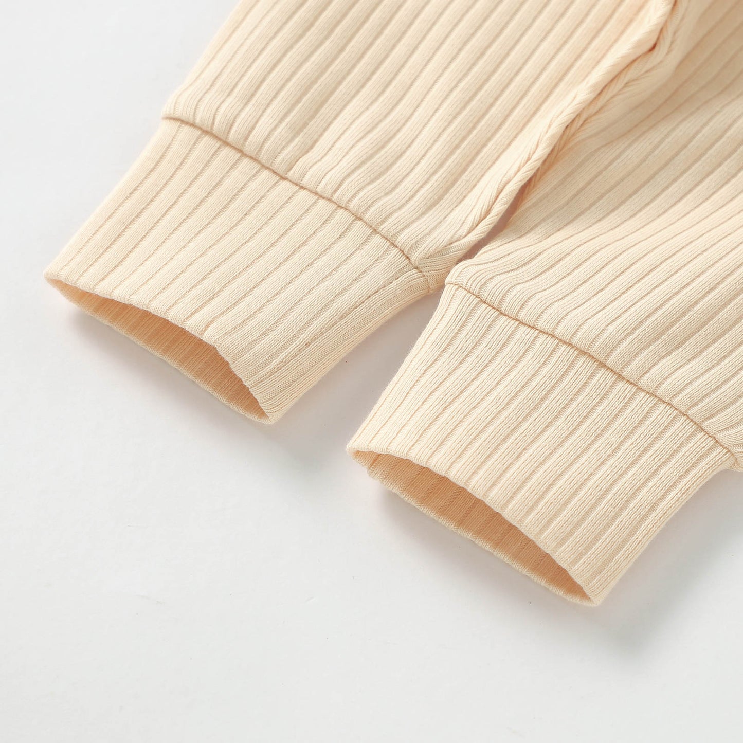 Long Sleeve Ribbed Set - Cream