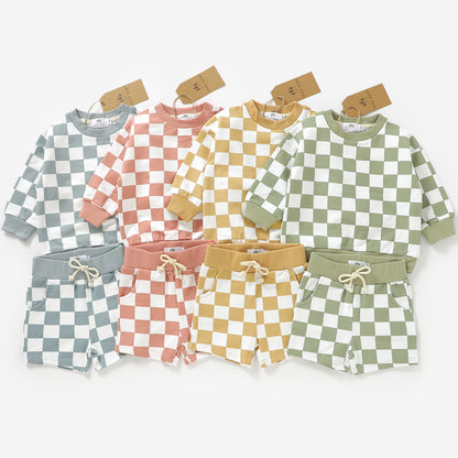 Checkered Matching Short Set - Goldenrod