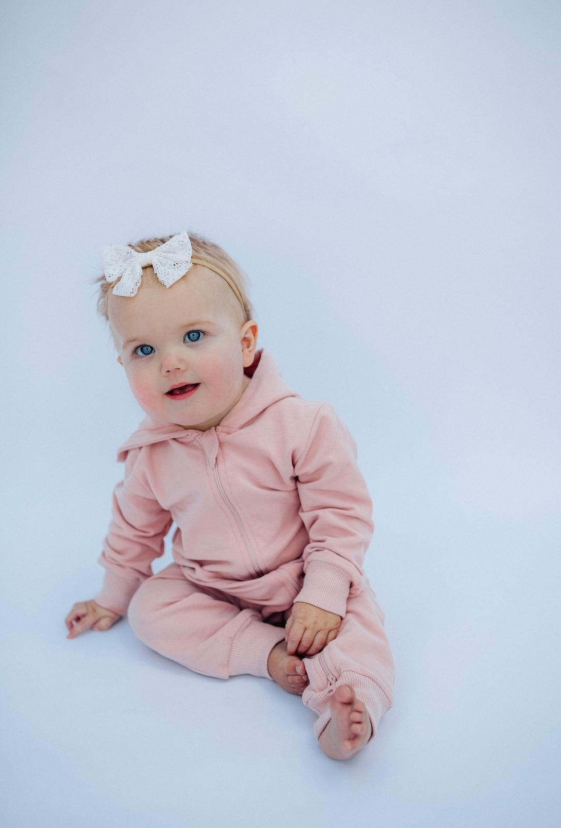Zip Up Hoodie Romper - Petal