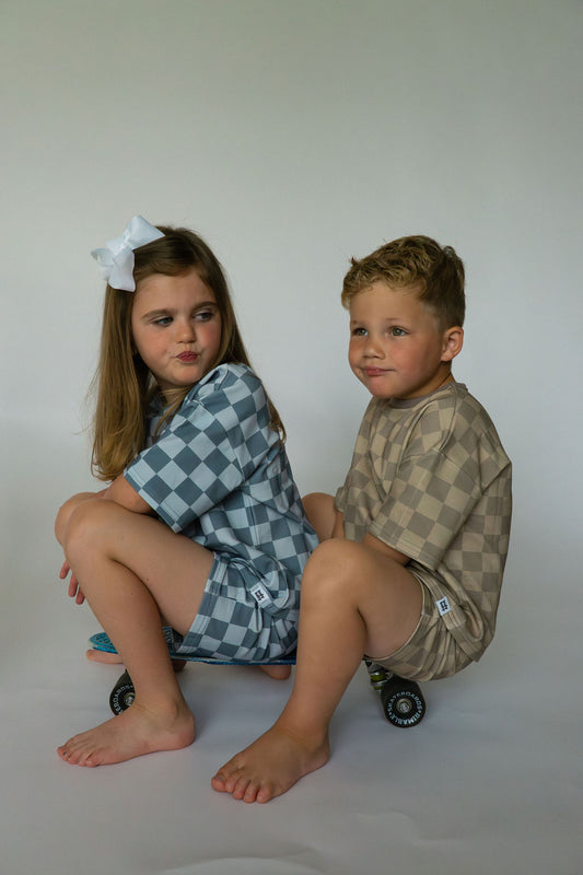 Easy Short Set - Coastal Check