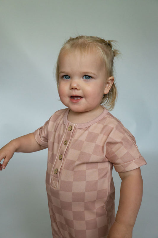 Summer Romper - Blush Check