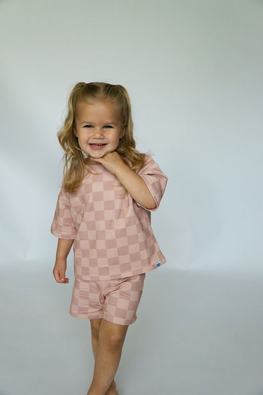 Easy Short Set - Blush Check