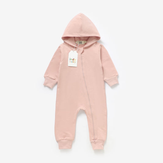 Zip Up Hoodie Romper - Petal