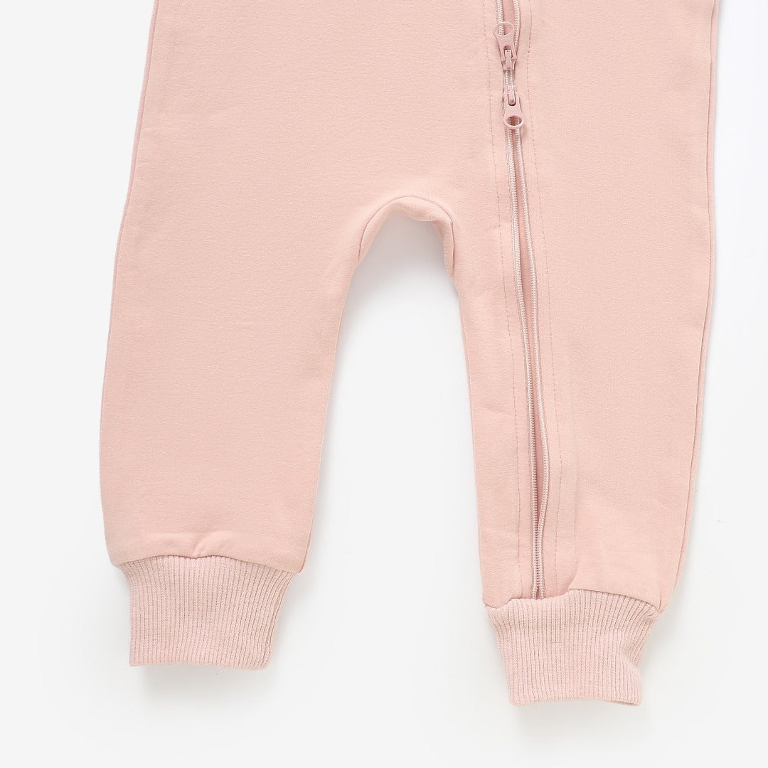 Zip Up Hoodie Romper - Petal