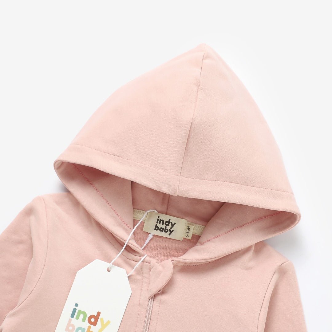 Zip Up Hoodie Romper - Petal